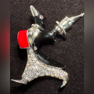 Vintage Unique Enameled Penguin Waiter Brooch.